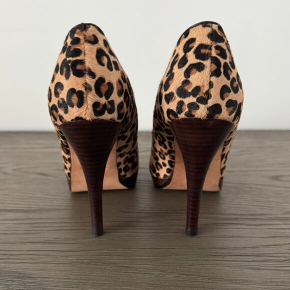 ALDO Leopard Print Hair Material Peep Toe Pumps - Size 8 (38) - Picture 7 of 10